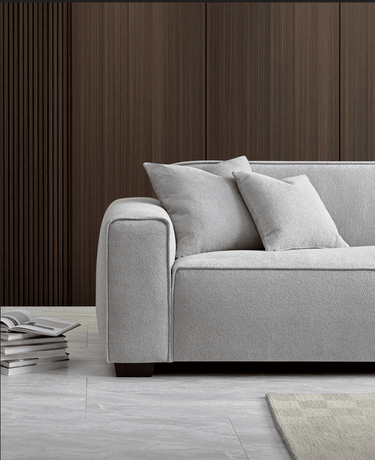 Luxurious Aluxo Dakota Sofa in Pebble Boucle with Duck Feather Padding & Modern Design - UK Luxury Furniture